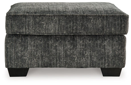Lonoke Gunmetal Chair And Ottoman - Ella Furniture