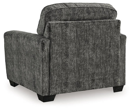 Lonoke Gunmetal Chair And Ottoman - Ella Furniture