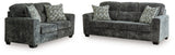 Lonoke Gunmetal Sofa And Loveseat - Ella Furniture