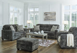 Lonoke Gunmetal Sofa, Loveseat, Chair And Ottoman - Ella Furniture