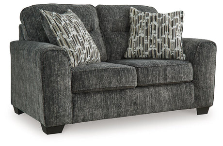 Lonoke Gunmetal Sofa, Loveseat, Chair And Ottoman - Ella Furniture