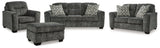 Lonoke Gunmetal Sofa, Loveseat, Chair And Ottoman - Ella Furniture