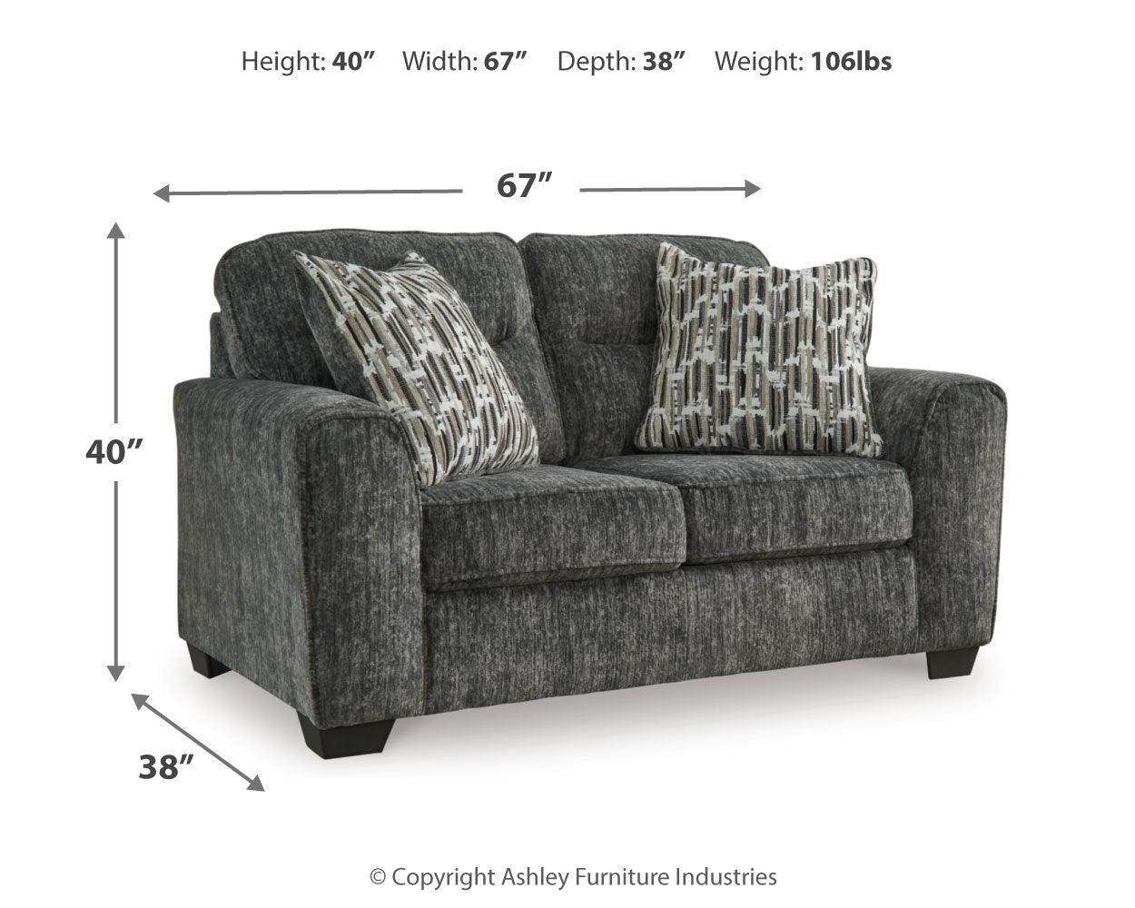 Lonoke Gunmetal Sofa, Loveseat, Chair And Ottoman - Ella Furniture