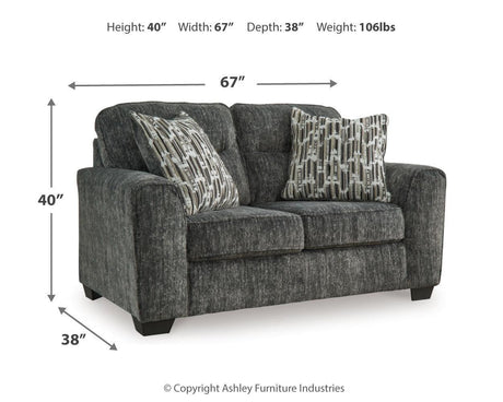 Lonoke Gunmetal Sofa, Loveseat, Chair And Ottoman - Ella Furniture
