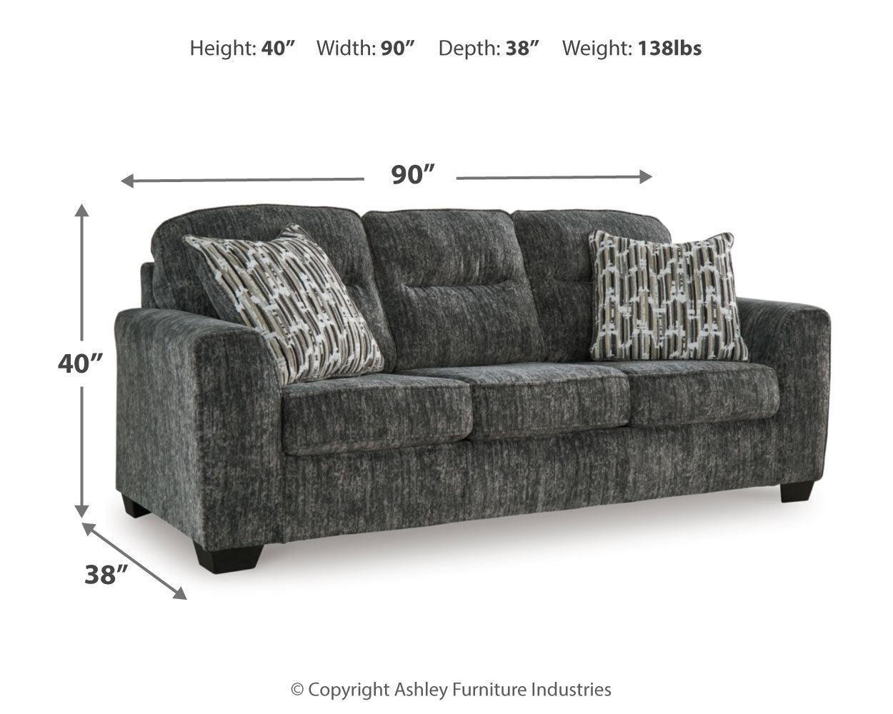 Lonoke Gunmetal Sofa, Loveseat, Chair And Ottoman - Ella Furniture
