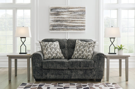 Lonoke Gunmetal Sofa, Loveseat, Chair And Ottoman - Ella Furniture