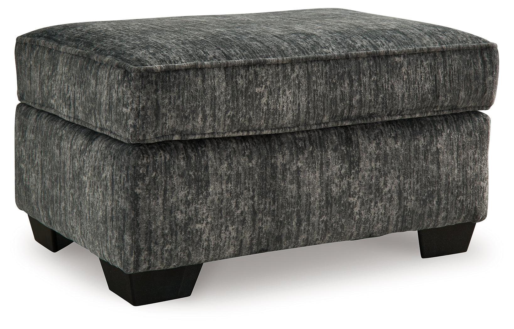 Lonoke Gunmetal Sofa, Loveseat, Chair And Ottoman - Ella Furniture