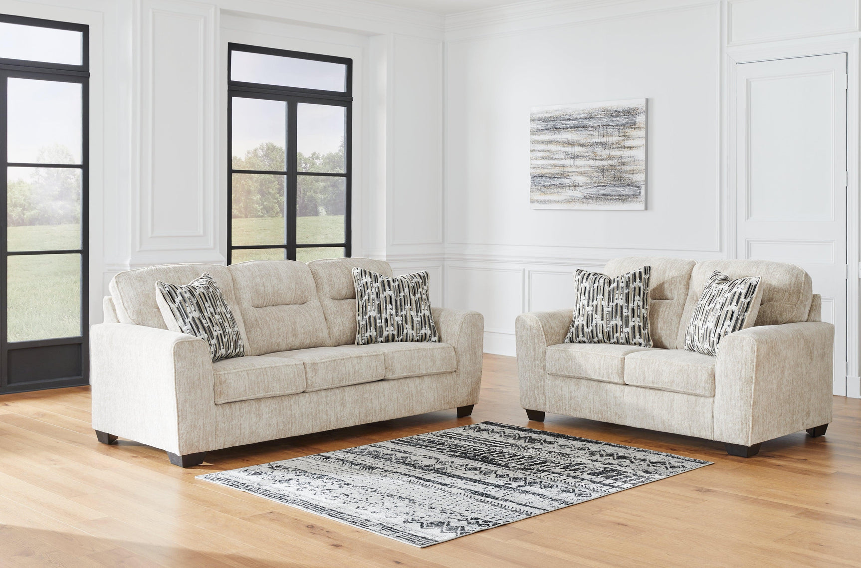 Lonoke Parchment Sofa And Loveseat - Ella Furniture