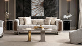 Lora Sofa, Loveseat, and Chair Set with Curved Wood-Trimmed Arms view 2