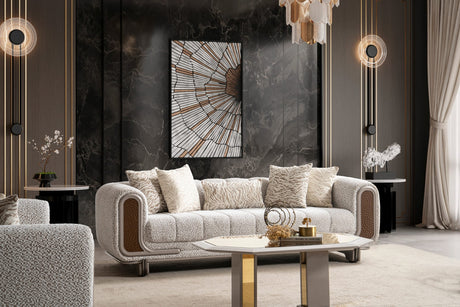 Lora Sofa, Loveseat, and Chair Set with Curved Wood-Trimmed Arms view 5