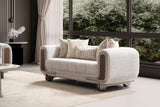 Lora Sofa, Loveseat, and Chair Set with Curved Wood-Trimmed Arms view 6