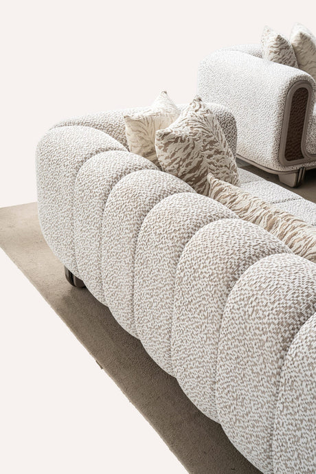 Lora Sofa, Loveseat, and Chair Set with Curved Wood-Trimmed Arms view 7