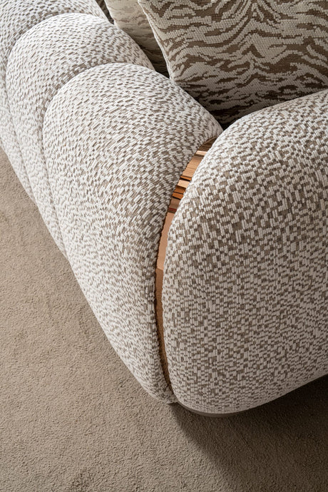 Lora Sofa, Loveseat, and Chair Set with Curved Wood-Trimmed Arms view 12