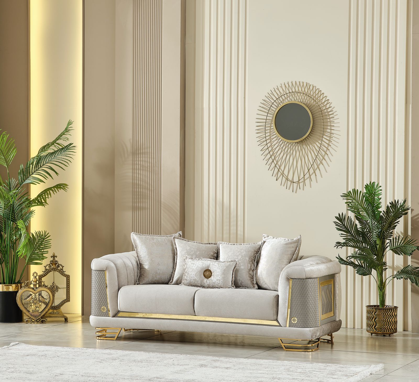 Romance Light Gray Living Room Set