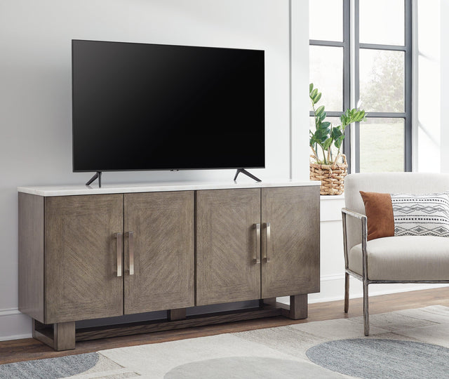 Loyaska Grayish Brown/White 68" TV Stand - Ella Furniture