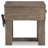 Loyaska Grayish Brown/White End Table - Ella Furniture