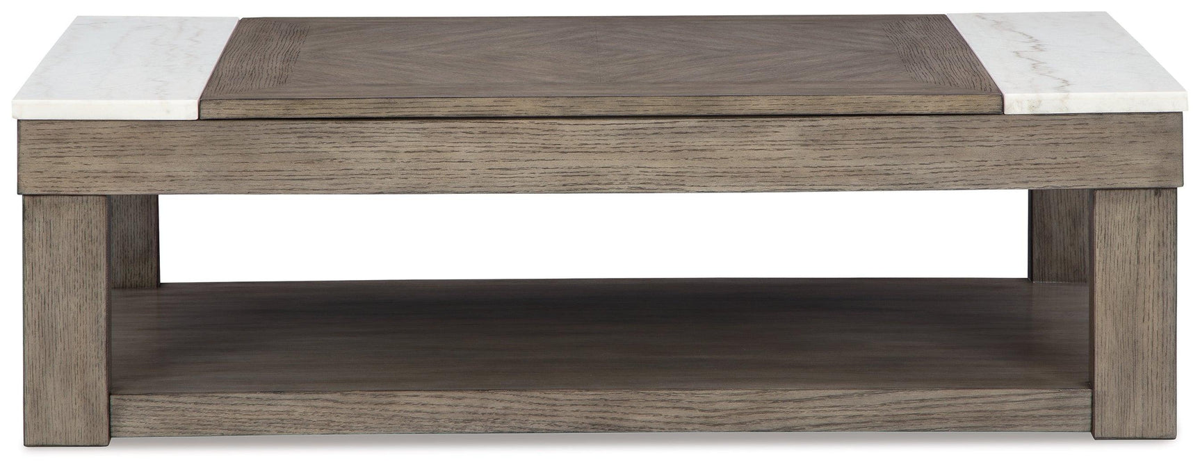 Loyaska Grayish Brown/White Lift-Top Coffee Table - Ella Furniture