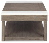 Loyaska Grayish Brown/White Lift-Top Coffee Table - Ella Furniture