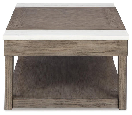 Loyaska Grayish Brown/White Lift-Top Coffee Table - Ella Furniture