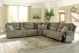 Lubec Taupe Chenille 6-Piece Power Reclining Sectional - Ella Furniture