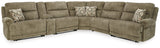 Lubec Taupe Chenille 6-Piece Power Reclining Sectional - Ella Furniture