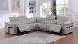 Lucca Light Grey 6-Piece Italian Leather Power Reclining Sectional with Storage Console and Adjustable Headrests from Ella Furniture
