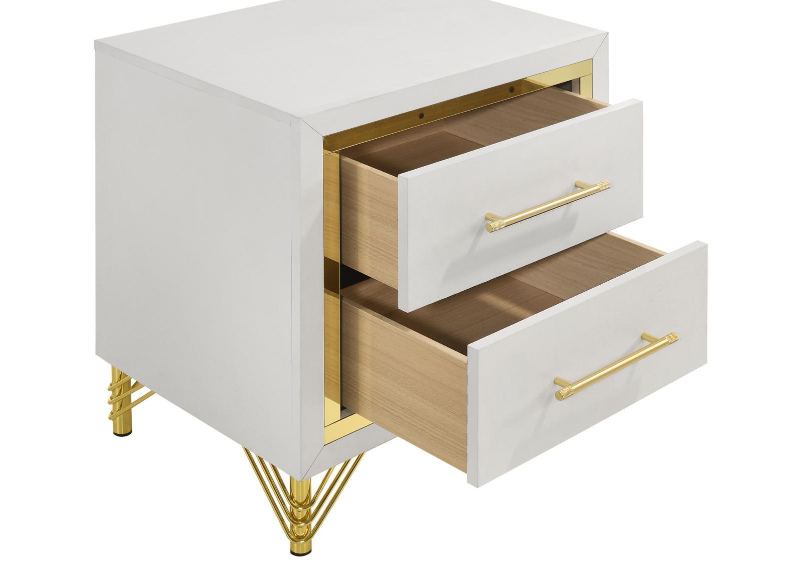 Lucia 2-Drawer Nightstand Bedside Table White 224732 - Ella Furniture