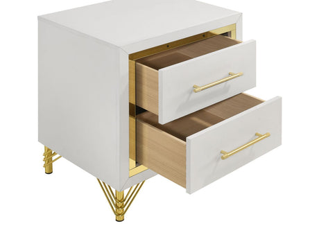 Lucia 2-Drawer Nightstand Bedside Table White 224732 - Ella Furniture