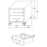 Lucia 2-Drawer Nightstand Bedside Table White 224732 - Ella Furniture