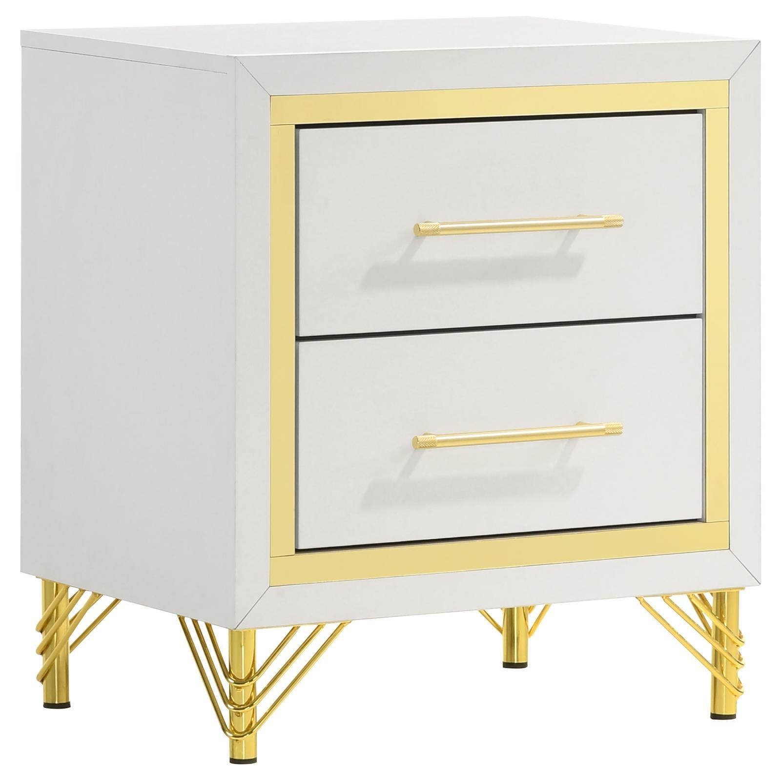 Lucia 2-Drawer Nightstand Bedside Table White 224732 - Ella Furniture