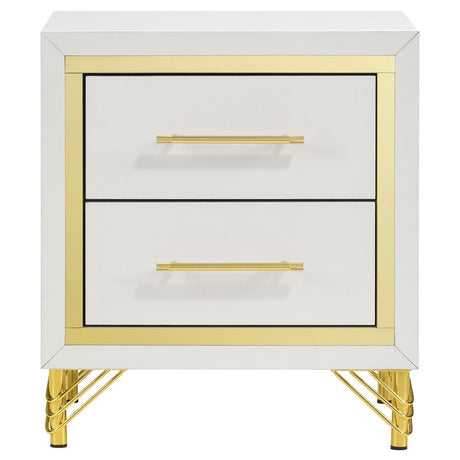 Lucia 2-Drawer Nightstand Bedside Table White 224732 - Ella Furniture