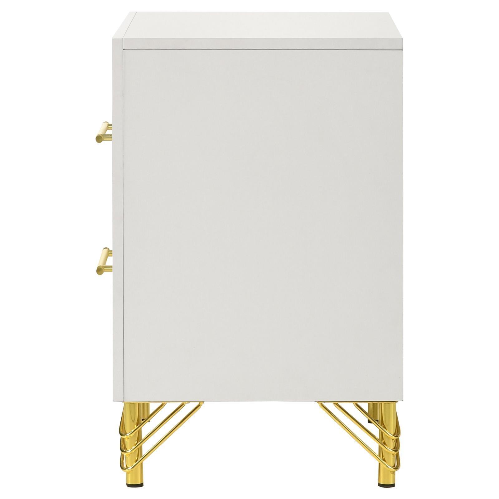 Lucia 2-Drawer Nightstand Bedside Table White 224732 - Ella Furniture