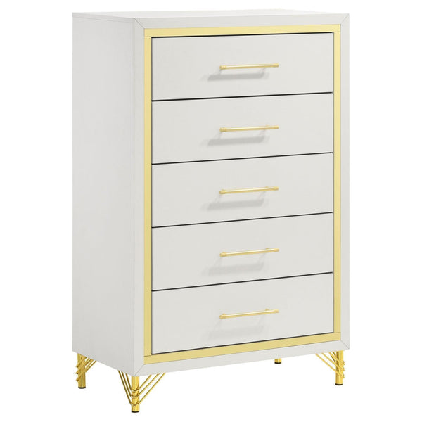 Lucia 5-Drawer Bedroom Chest White 224735 - Ella Furniture