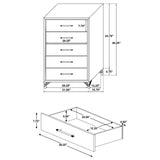 Lucia 5-Drawer Bedroom Chest White 224735 - Ella Furniture