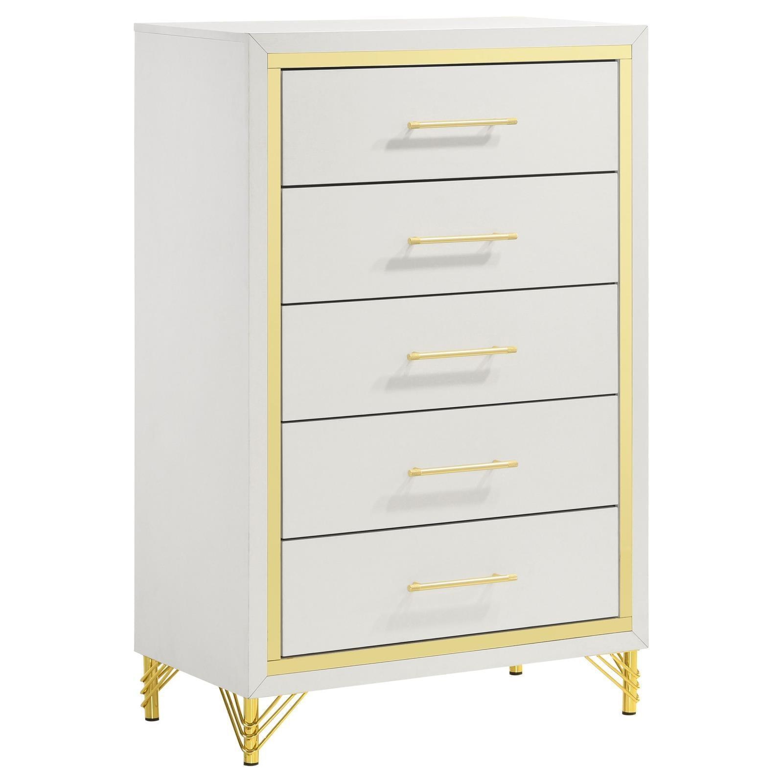 Lucia 5-Drawer Bedroom Chest White 224735 - Ella Furniture