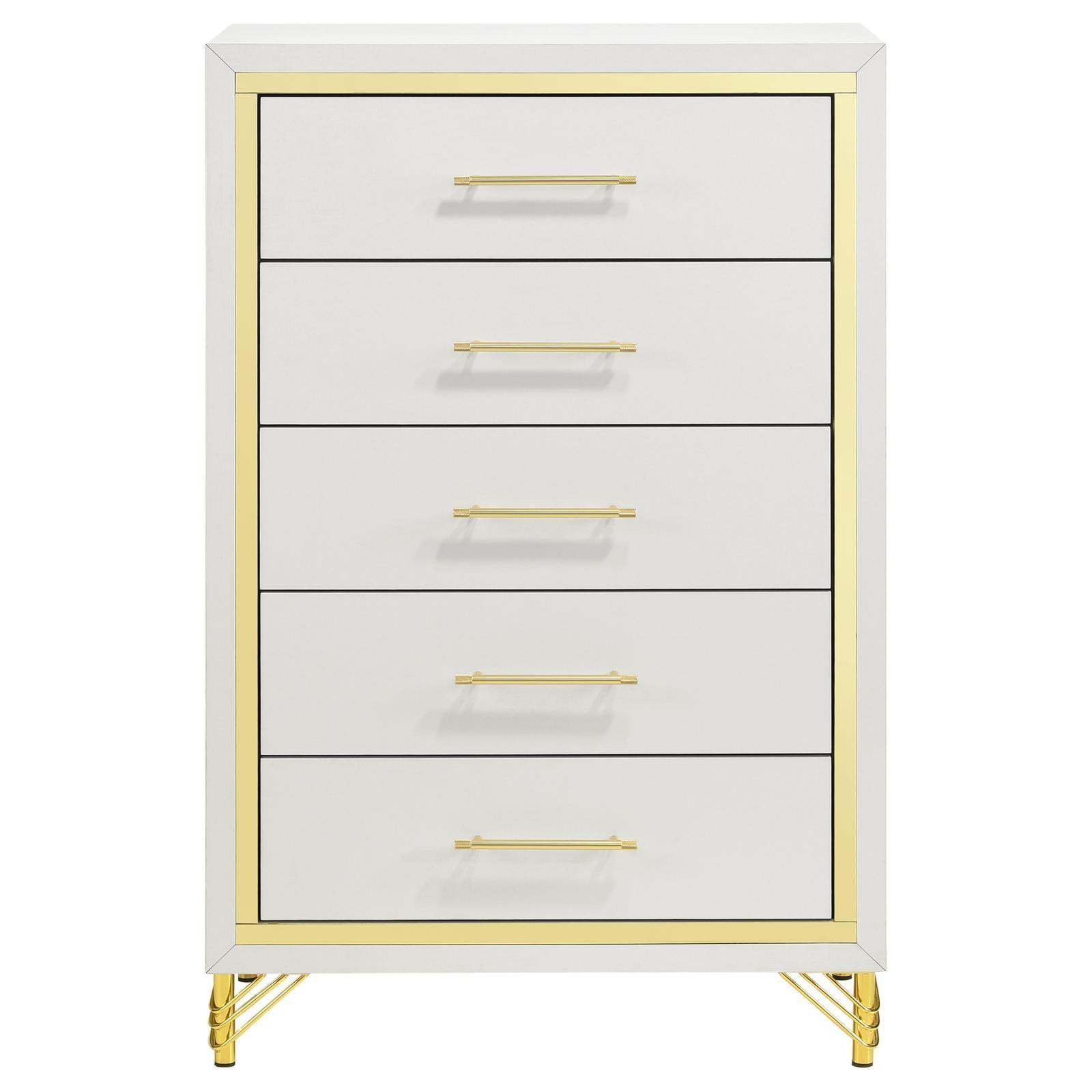 Lucia 5-Drawer Bedroom Chest White 224735 - Ella Furniture