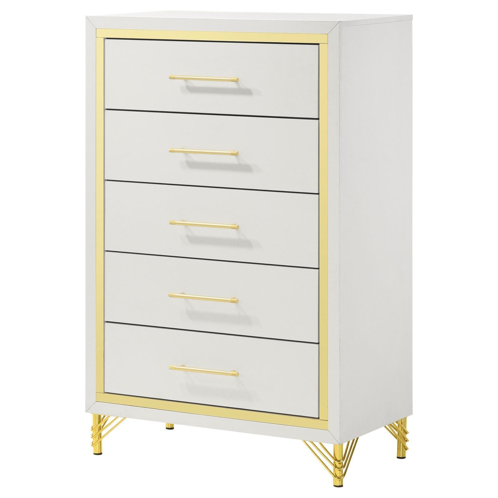Lucia 5-Drawer Bedroom Chest White 224735 - Ella Furniture