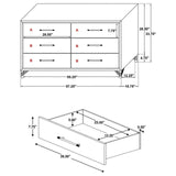 Lucia 6-Drawer Bedroom Dresser White 224733 - Ella Furniture