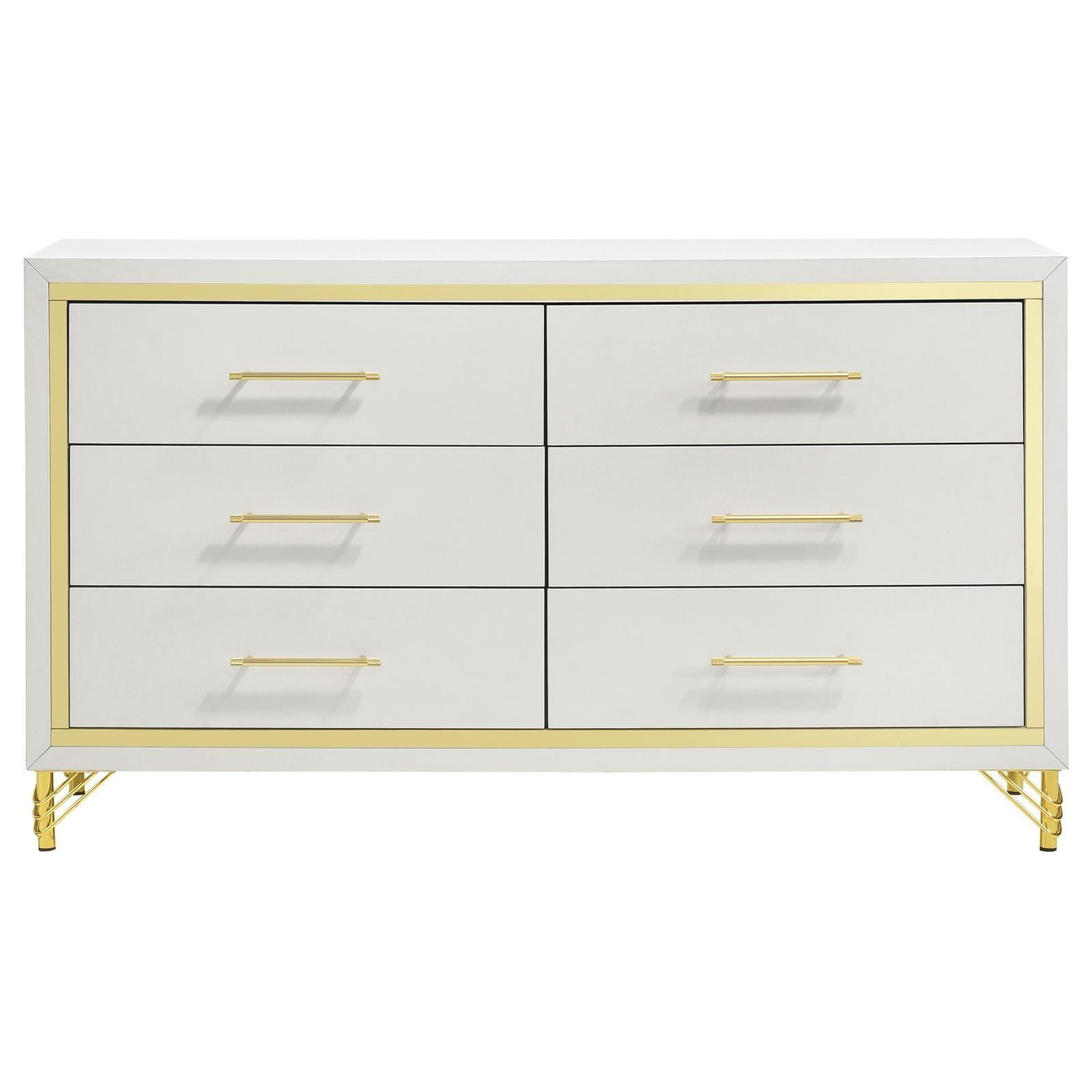 Lucia 6-Drawer Bedroom Dresser White 224733 - Ella Furniture
