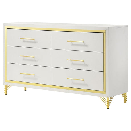 Lucia 6-Drawer Bedroom Dresser White 224733 - Ella Furniture