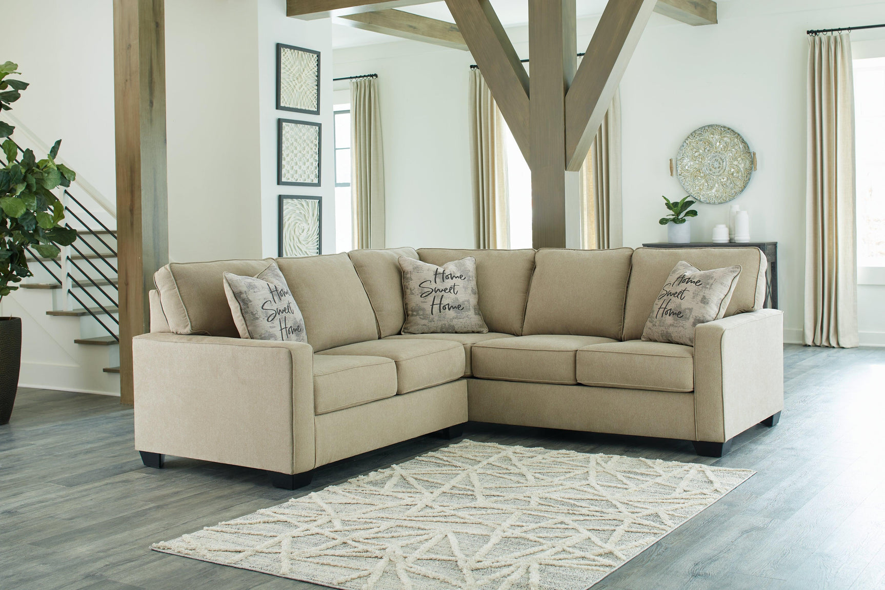 Lucina Quartz 2-Piece Sectional With Ottoman - Ella Furniture