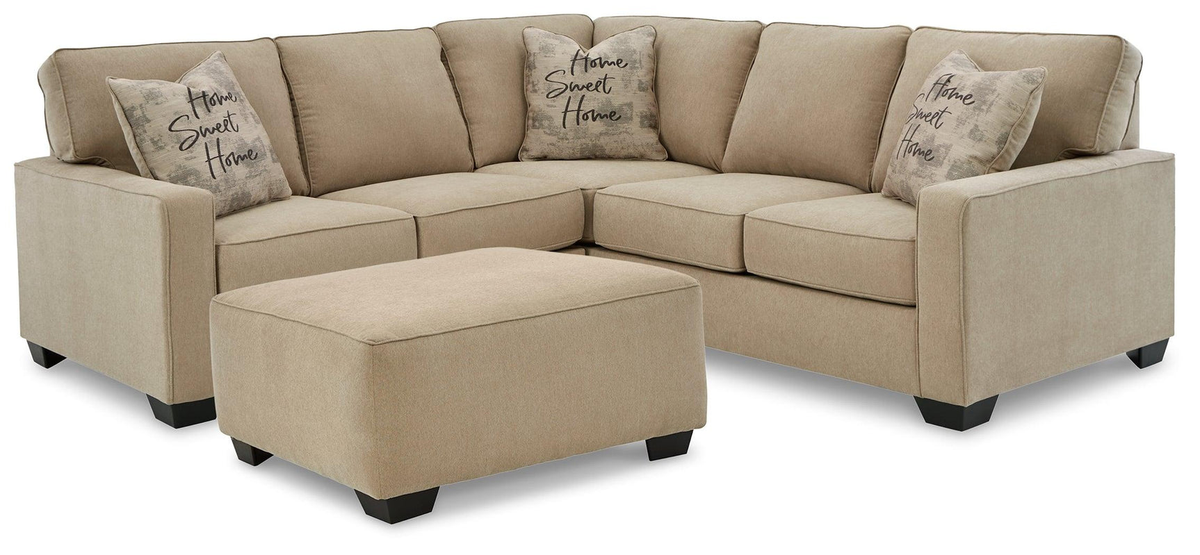 Lucina Quartz 2-Piece Sectional With Ottoman - Ella Furniture