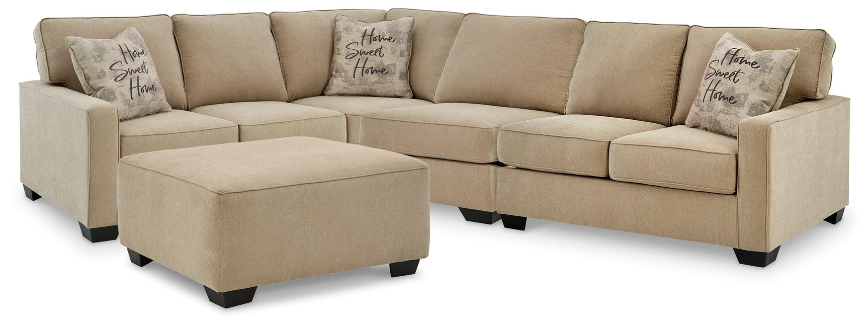 Lucina Quartz 3-Piece Sectional With Ottoman - Ella Furniture