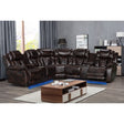 Lucky Charm Brown Air Leather 3-Piece Reclining Sectional from Ella Furniture