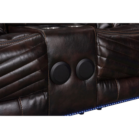 Lucky Charm Brown Air Leather 3-Piece Reclining Sectional view 4