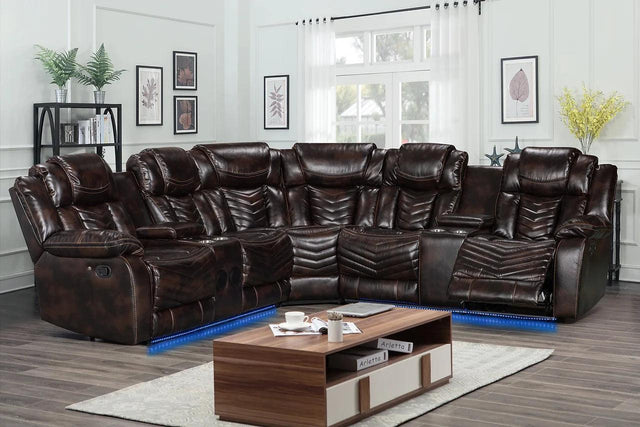 Lucky Charm Brown Upholstered Sectional - Ella Furniture