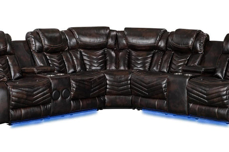 Lucky Charm Brown Upholstered Sectional - Ella Furniture