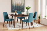Lyncott Blue/brown Dining Table And 4 Chairs - Ella Furniture