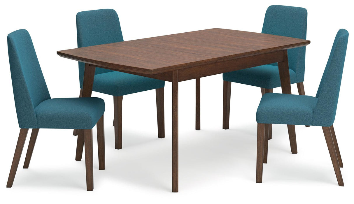 Lyncott Blue/brown Dining Table And 4 Chairs - Ella Furniture