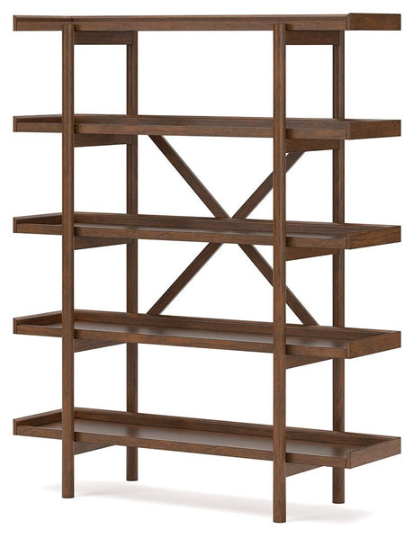 Lyncott Brown 70" Bookcase - Ella Furniture